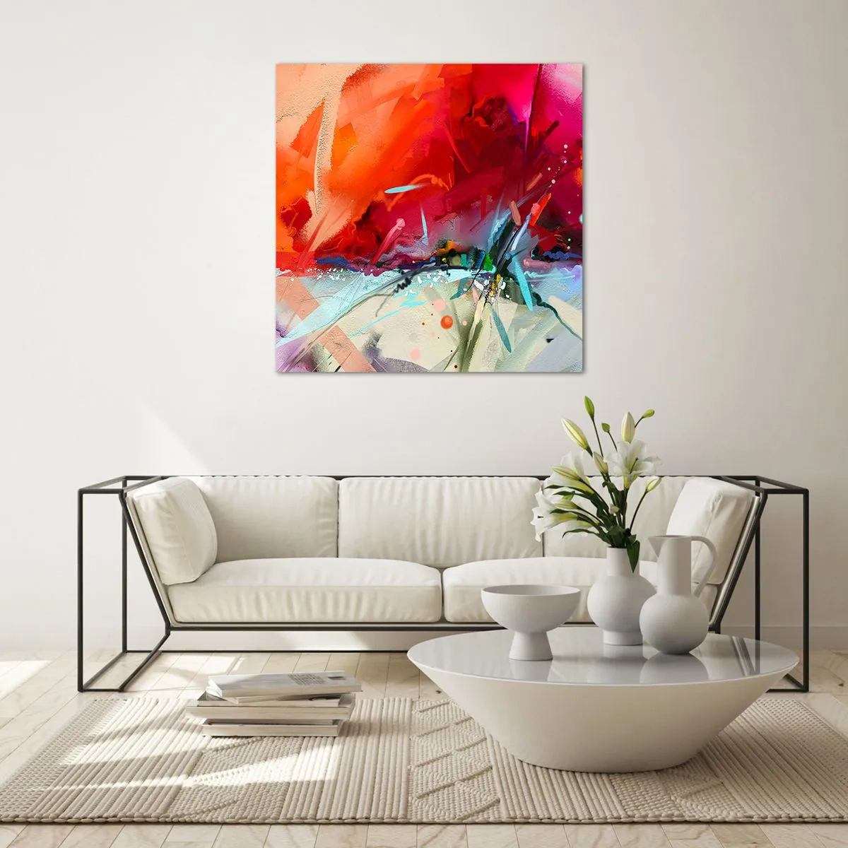 Cuadro sobre vidrio - Impresiones sobre Vidrio - Una explosión de luces y colores - 60x60 cm