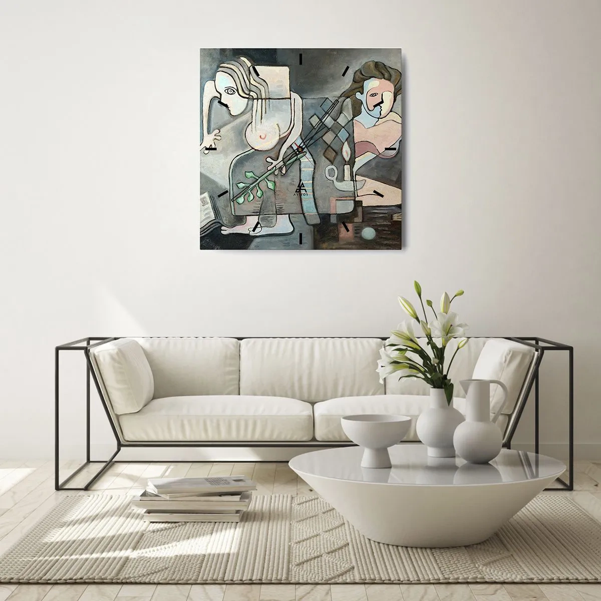 Reloj de pared - Reloj de vidrio - Un mosaico de espíritu y materia - 40x40 cm