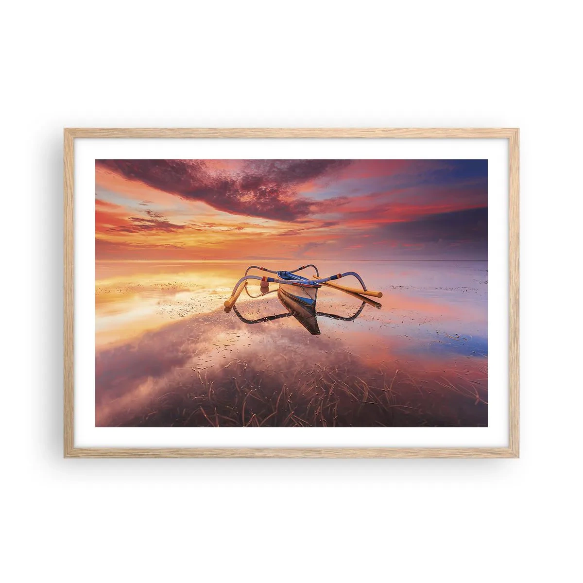 Póster en marco roble claro - Calma de una tarde tropical - 70x50 cm
