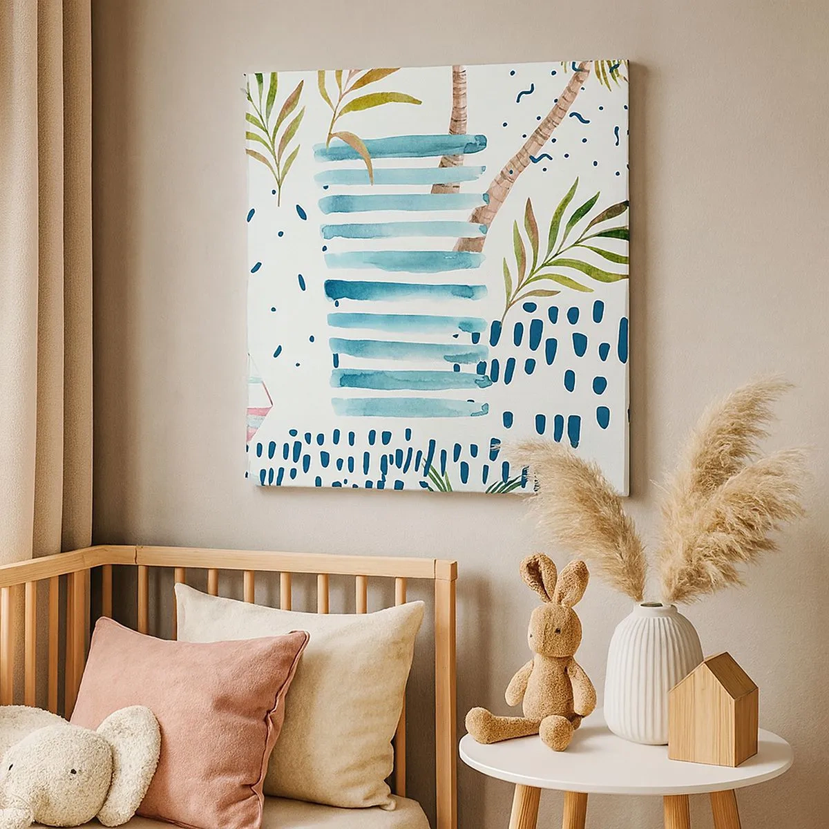 Cuadro sobre lienzo - Impresión de Imagen - Vacaciones bajo las palmeras - 30x30 cm