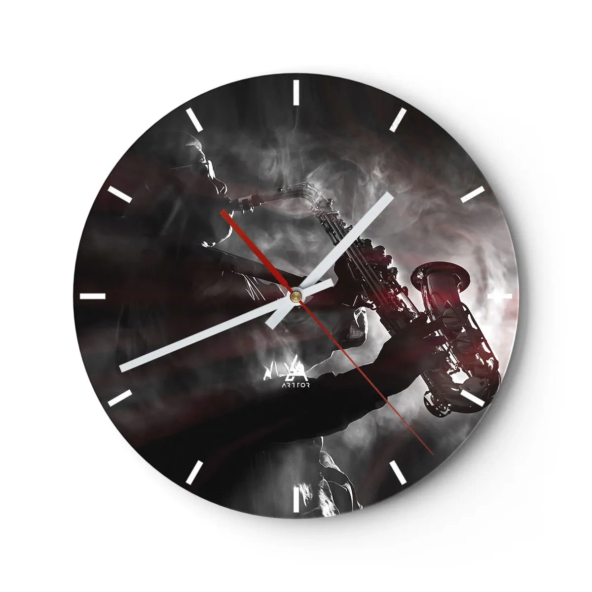 Reloj de pared - Reloj de vidrio - En el vapor del jazz - 40x40 cm