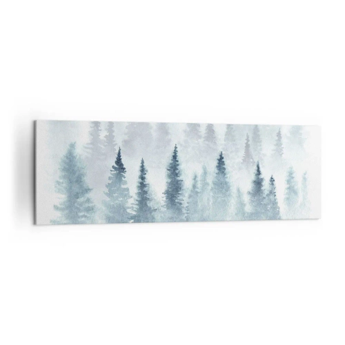 Cuadro sobre lienzo - Impresión de Imagen - Bosques de coníferas bañados por una delicada niebla. - 160x50cm - Envuelto en la niebla - Decoración de pared moderna para salón y dormitorio ARTTOR