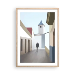 Póster en marco roble claro - Paseo soleado - 50x70 cm
