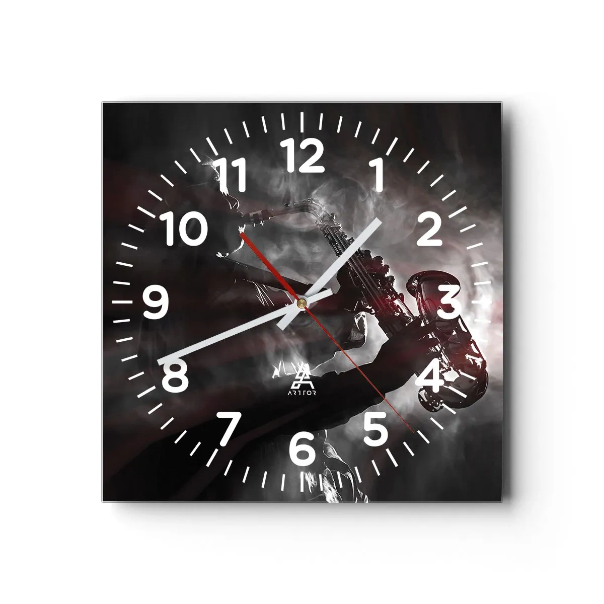 Reloj de pared - Reloj de vidrio - En el vapor del jazz - 40x40 cm