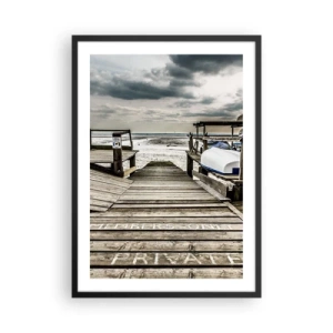 Póster en marco negro - Muelle de madera sobre el mar - 50x70cm - La playa del norte - Decoración de pared moderna para salón y dormitorio ARTTOR