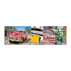 Muestra de fotomural autoadhesivo Deluxe Sticker - Solo en Cuba - Automotor, Auto Vintage, Arquitectura - 100x30 cm