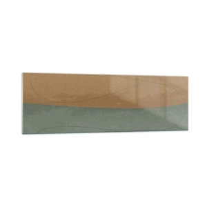 Cuadro sobre vidrio - Impresiones sobre Vidrio - Composición abstracta en tonos tierra naturales. - 160x50cm - Composición horizontal - Decoración de pared moderna para salón y dormitorio ARTTOR