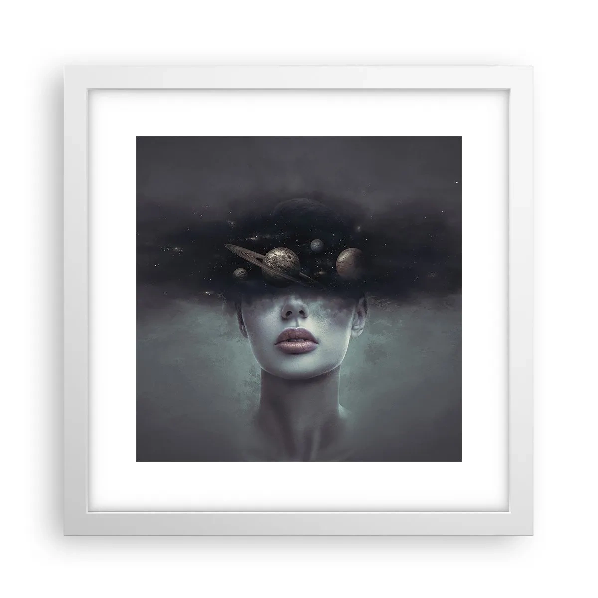 Póster en marco blanco - Y los planetas sienten... - 30x30 cm
