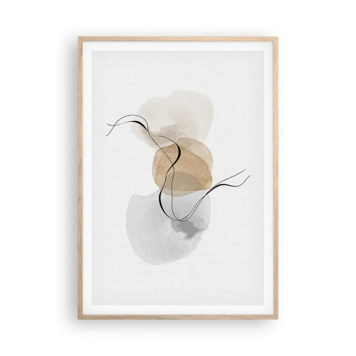 Póster en marco roble claro - Pompas de aire - 70x100 cm