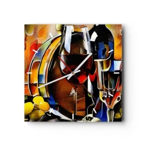 Reloj de pared - Reloj de vidrio - Bodegón abstracto con gafas e instrumentos - 30x30cm - Y el mundo se vuelve más colorido - Decoración de pared moderna para salón y dormitorio ARTTOR