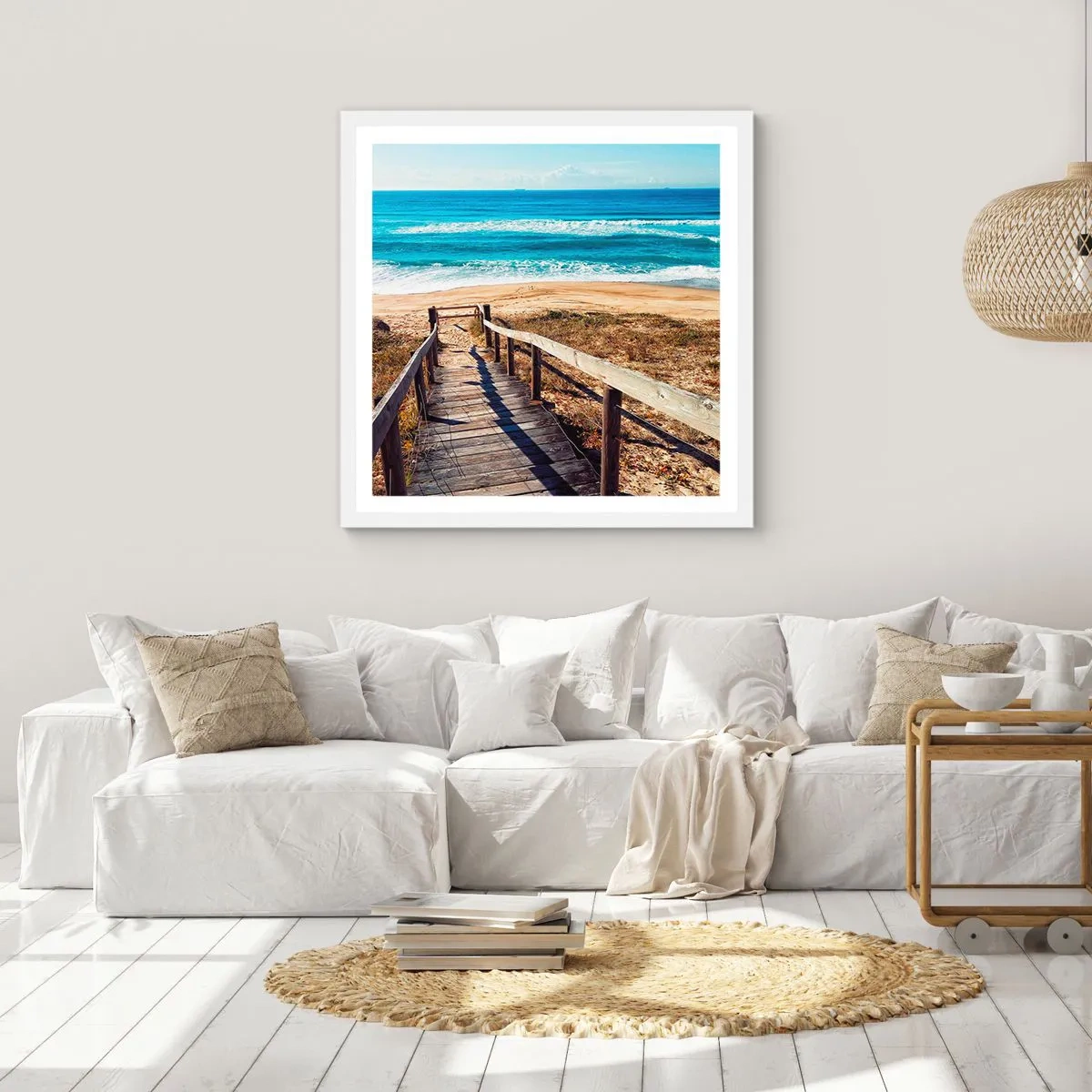 Póster en marco blanco - ¡Corre! - 60x60 cm