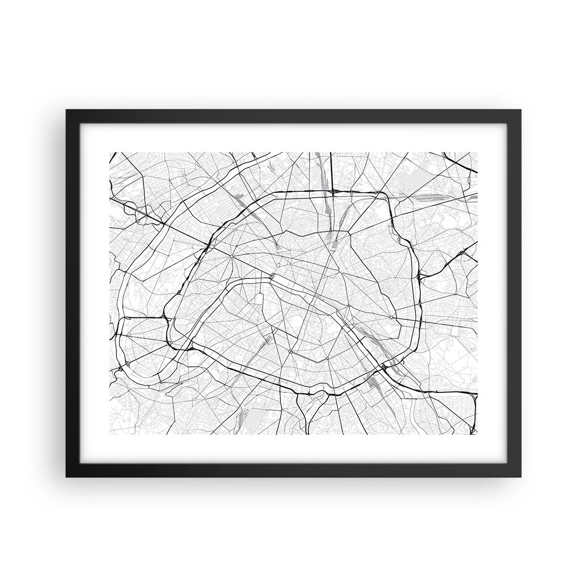 Póster en marco negro - Flor de París - 50x40 cm
