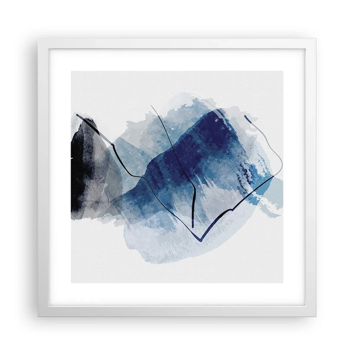 Póster en marco blanco - Montaña helada - 40x40 cm