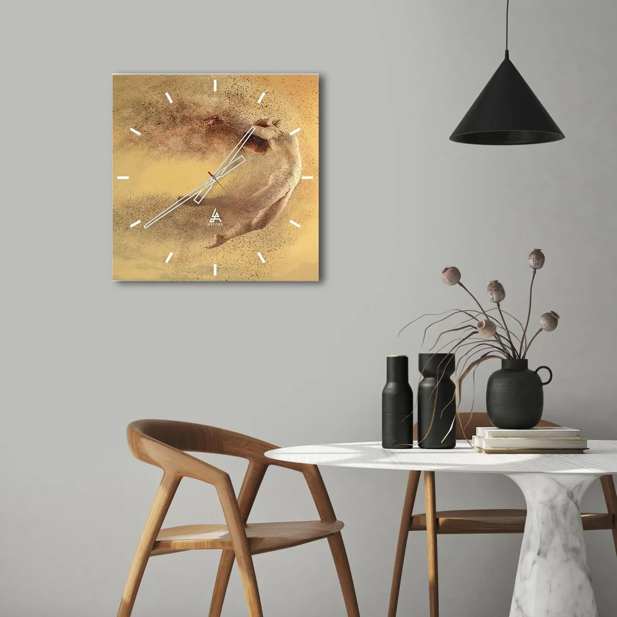 Reloj de pared - Reloj de vidrio - En una exaltación danzante - 30x30 cm