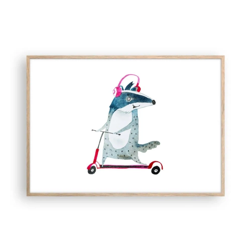 Póster en marco roble claro - Alegrías de tejón - 100x70 cm