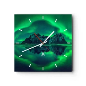 Reloj de pared - Reloj de vidrio - En los brazos de la aurora - 40x40 cm