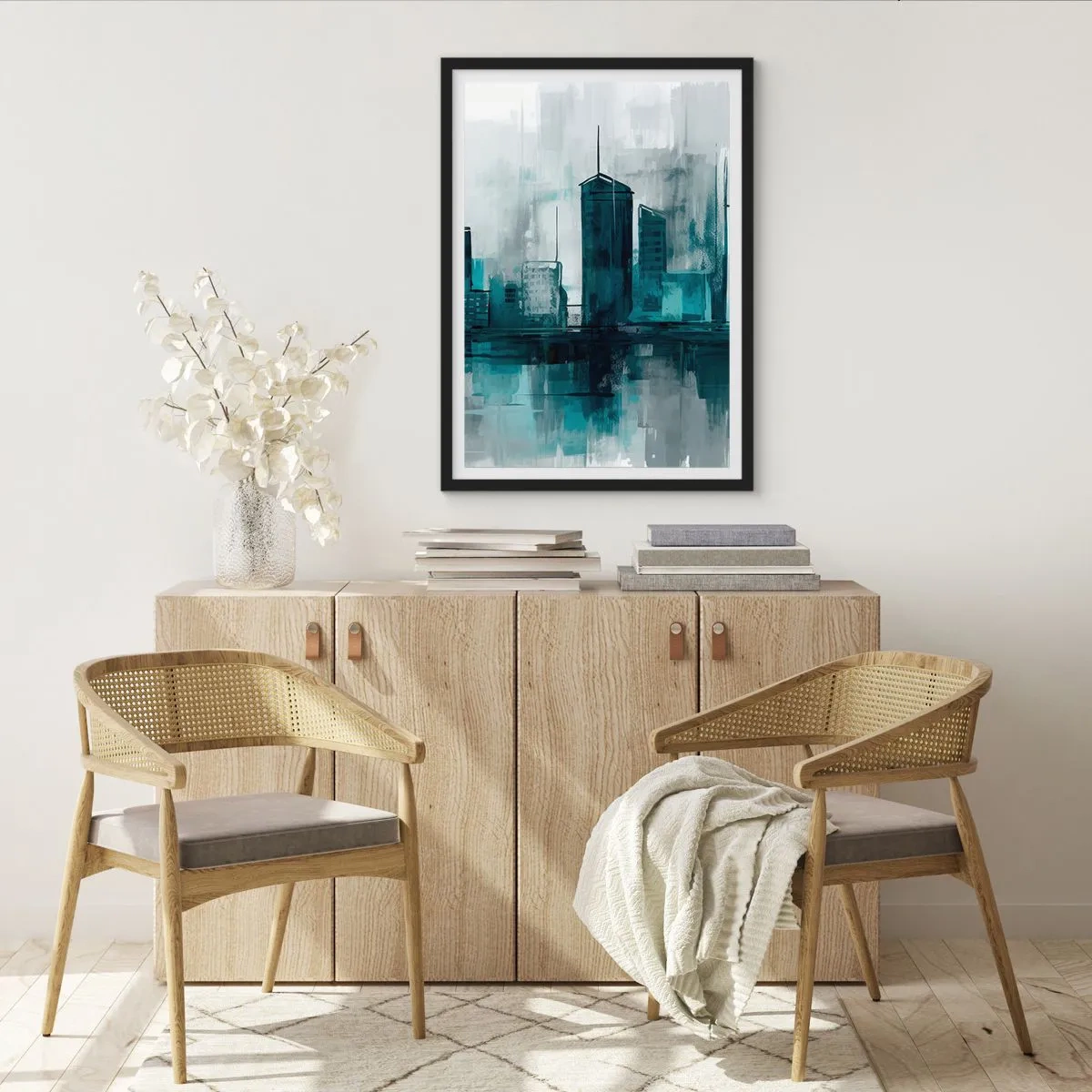 Póster en marco negro - Ciudad color lluvia - 70x100 cm