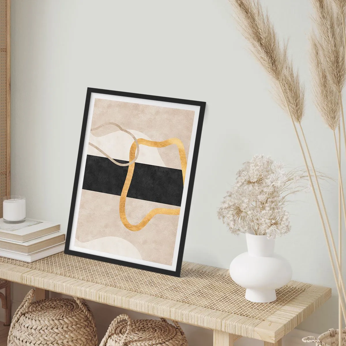 Póster en marco negro - Formas en bucle - 70x100 cm