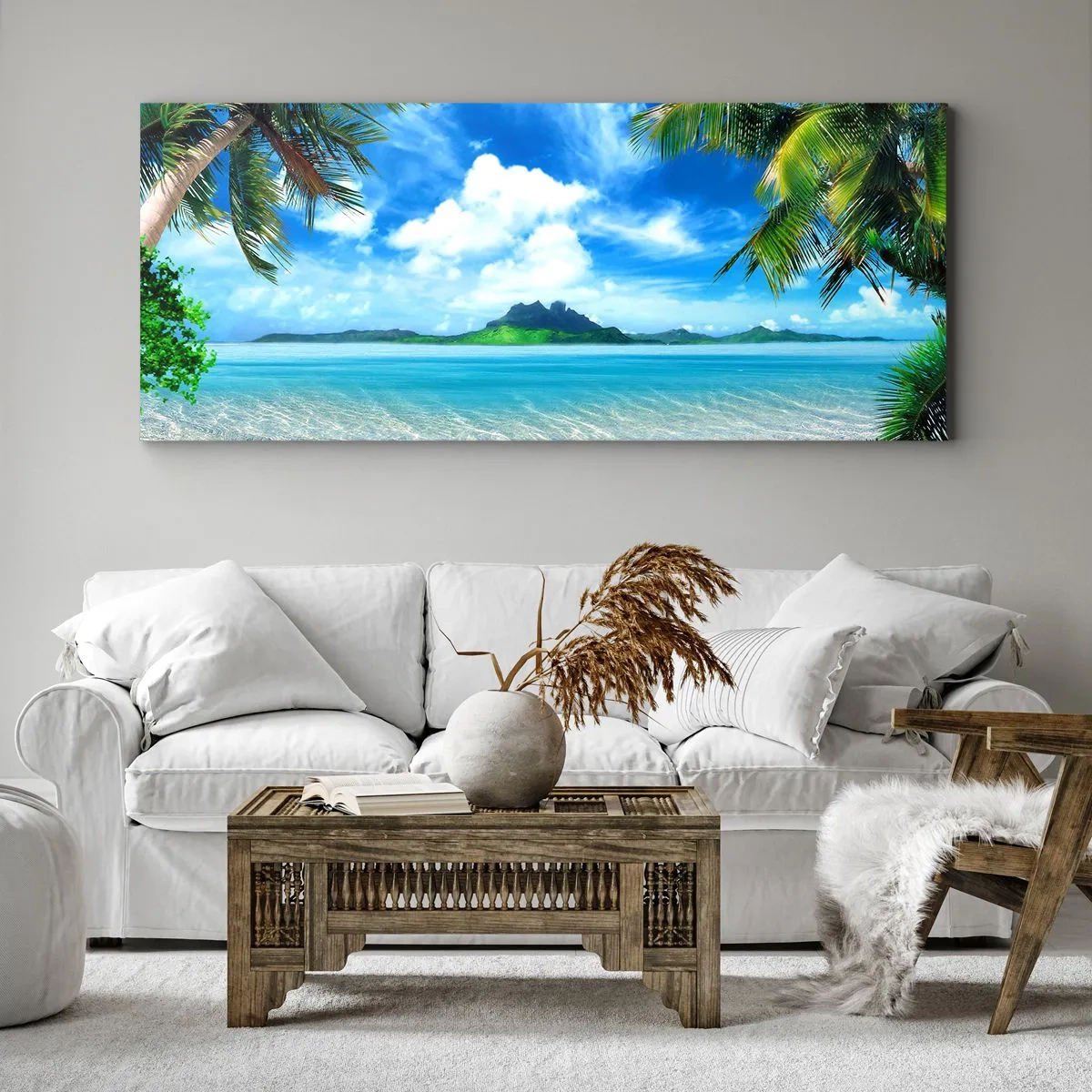 Cuadro sobre lienzo - Impresión de Imagen - El azul de los trópicos - 100x40 cm
