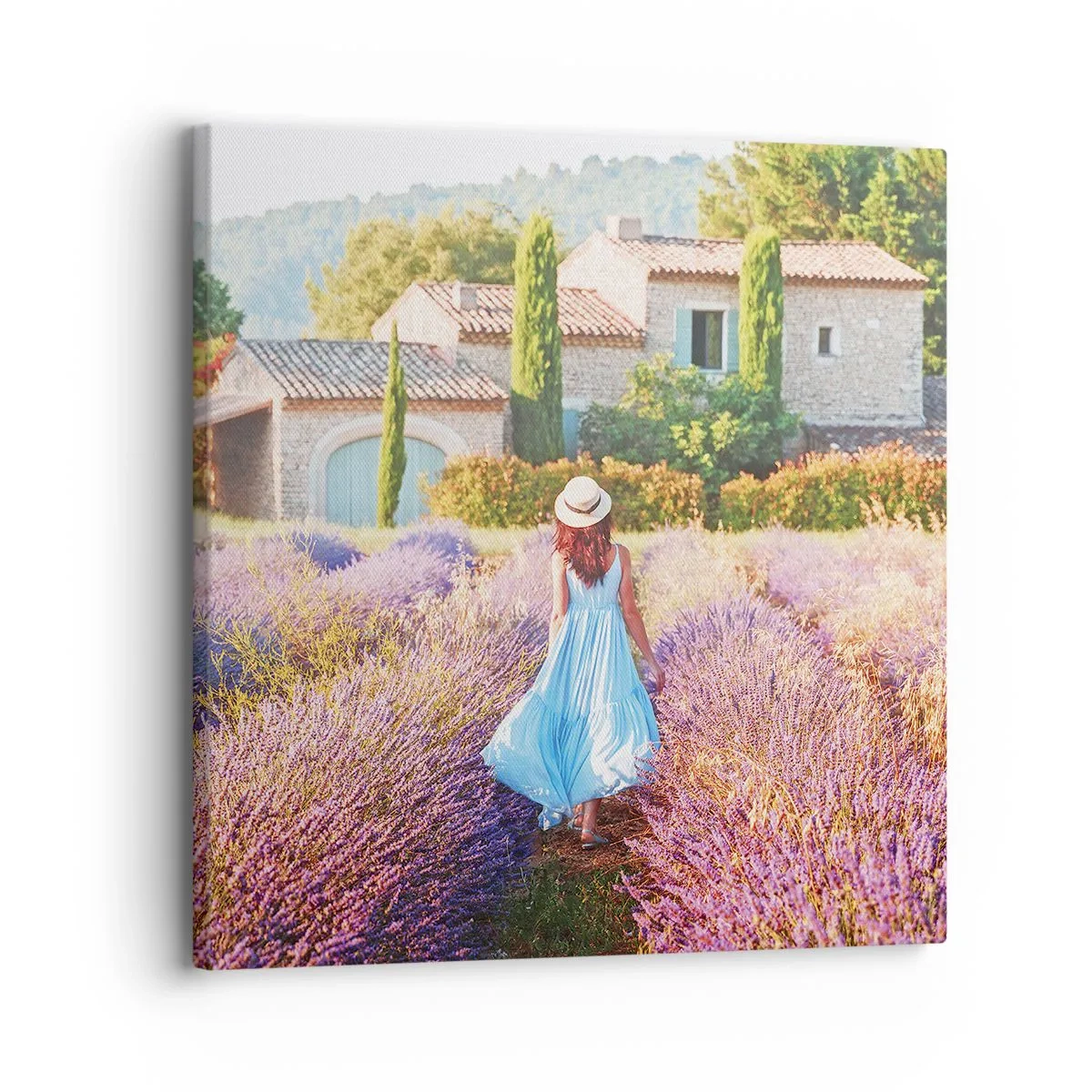 Cuadro sobre lienzo - Impresión de Imagen - La chica de la lavanda - 30x30 cm