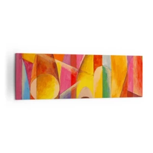 Cuadro sobre lienzo - Impresión de Imagen - Una composición abstracta llena de formas geométricas coloridas. - 160x50cm - Catedral del sol - Decoración de pared moderna para salón y dormitorio ARTTOR