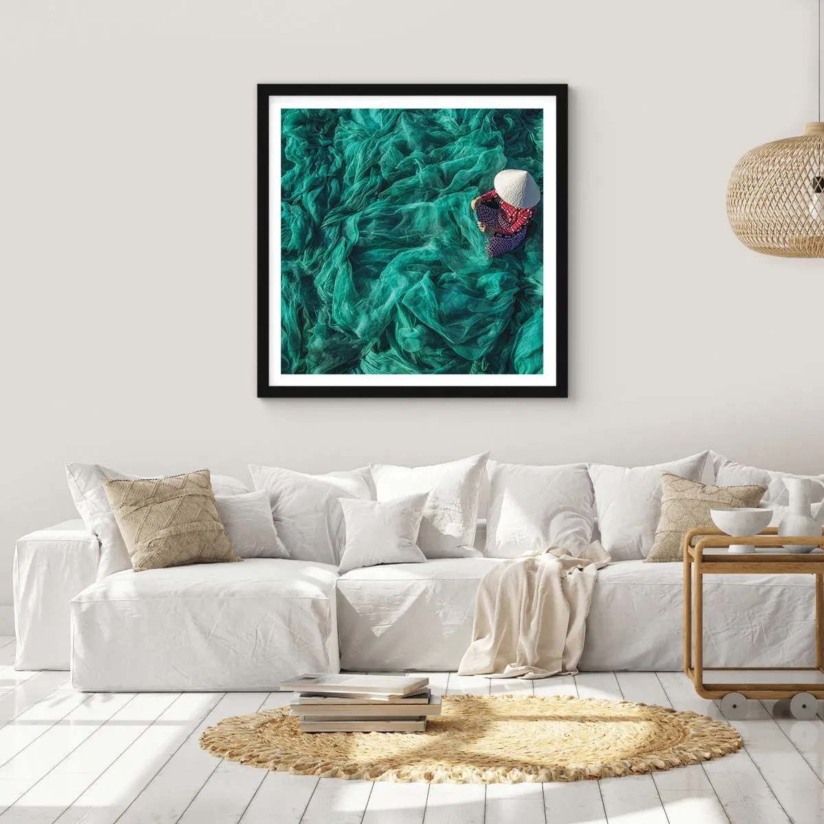 Póster en marco negro - En un mar de redes - 30x30 cm