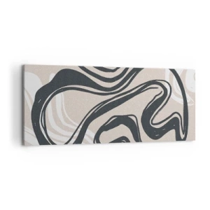 Cuadro sobre lienzo - Impresión de Imagen - Líneas abstractas en tonos oscuros sobre un fondo beige. - 120x50cm - Expresión multiplicada - Decoración de pared moderna para salón y dormitorio ARTTOR