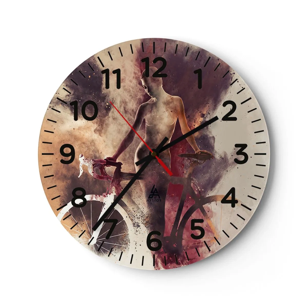 Reloj de pared - Reloj de vidrio - En las formas de mármol un alma ciclista - 40x40 cm
