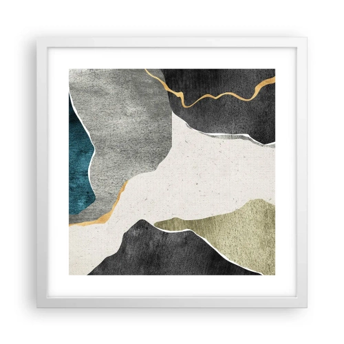 Póster en marco blanco - Composición en mosaico con una hebra de oro - 40x40 cm