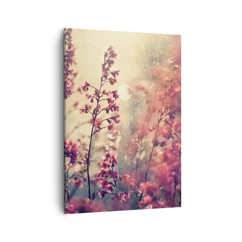 Cuadro sobre lienzo - Impresión de Imagen - Flores a la luz del sol con la naturaleza como telón de fondo - 50x70cm - Jardín secreto - Decoración de pared moderna para salón y dormitorio ARTTOR