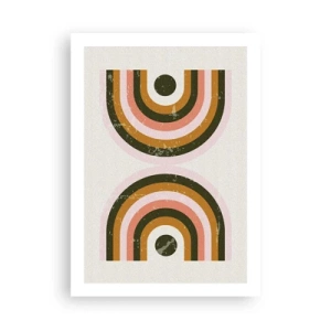 Póster - Composición geométrica en estilo retro - 50x70cm - Abstracción gemela - Decoración de pared moderna para salón y dormitorio ARTTOR