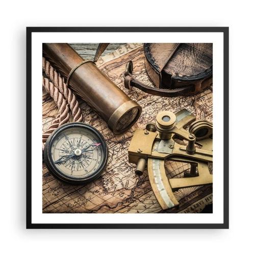 Póster en marco negro - Establecer un rumbo - 60x60 cm