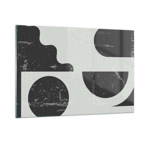 Cuadro sobre vidrio - Impresiones sobre Vidrio - Gráficos geométricos abstractos con abrasiones - 120x80cm - Composición arriba y abajo - Decoración de pared moderna para salón y dormitorio ARTTOR