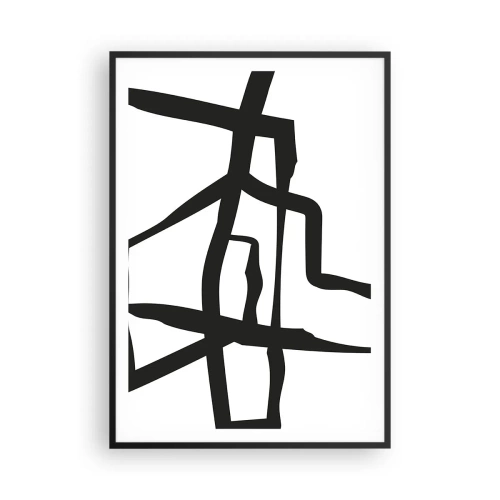 Póster en marco negro - Construcción en blanco y negro - 70x100 cm
