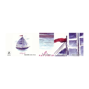 Muestra de fotomural autoadhesivo Deluxe Sticker - Velas izadas y aguas tranquilas - Velero, Playa, Mar - 100x30 cm