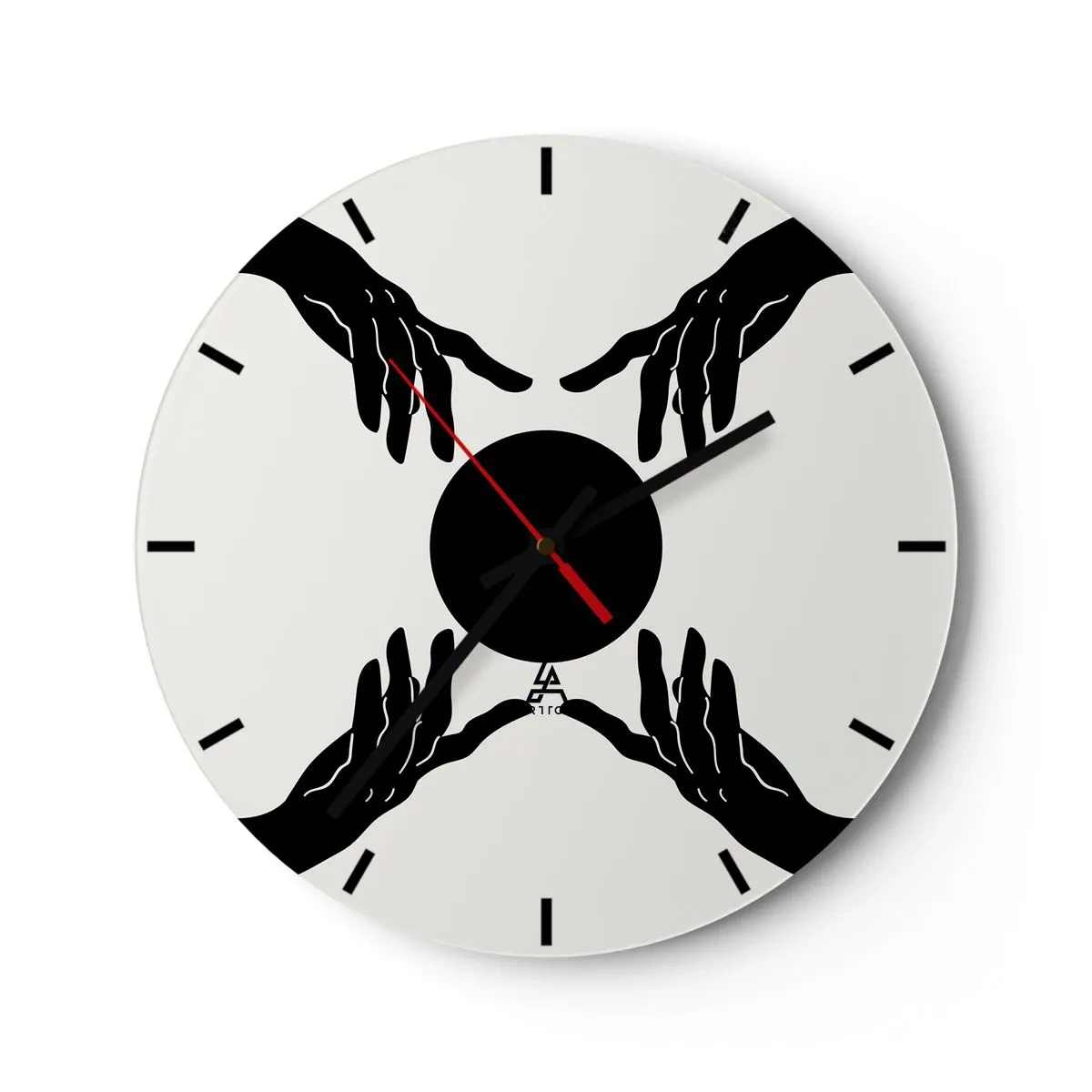 Reloj de pared - Reloj de vidrio - Manos negras rodeando un círculo oscuro sobre un fondo claro - 30x30cm - Una señal secreta - Decoración de pared moderna para salón, cocina y dormitorio ARTTOR