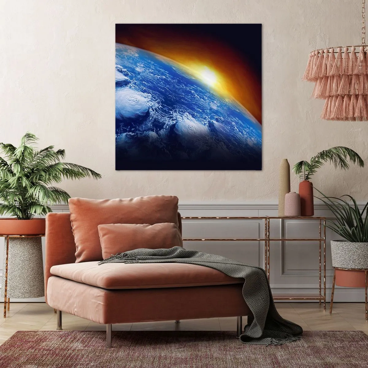 Cuadro sobre lienzo - Impresión de Imagen - Amanecer en un planeta azul - 60x60 cm