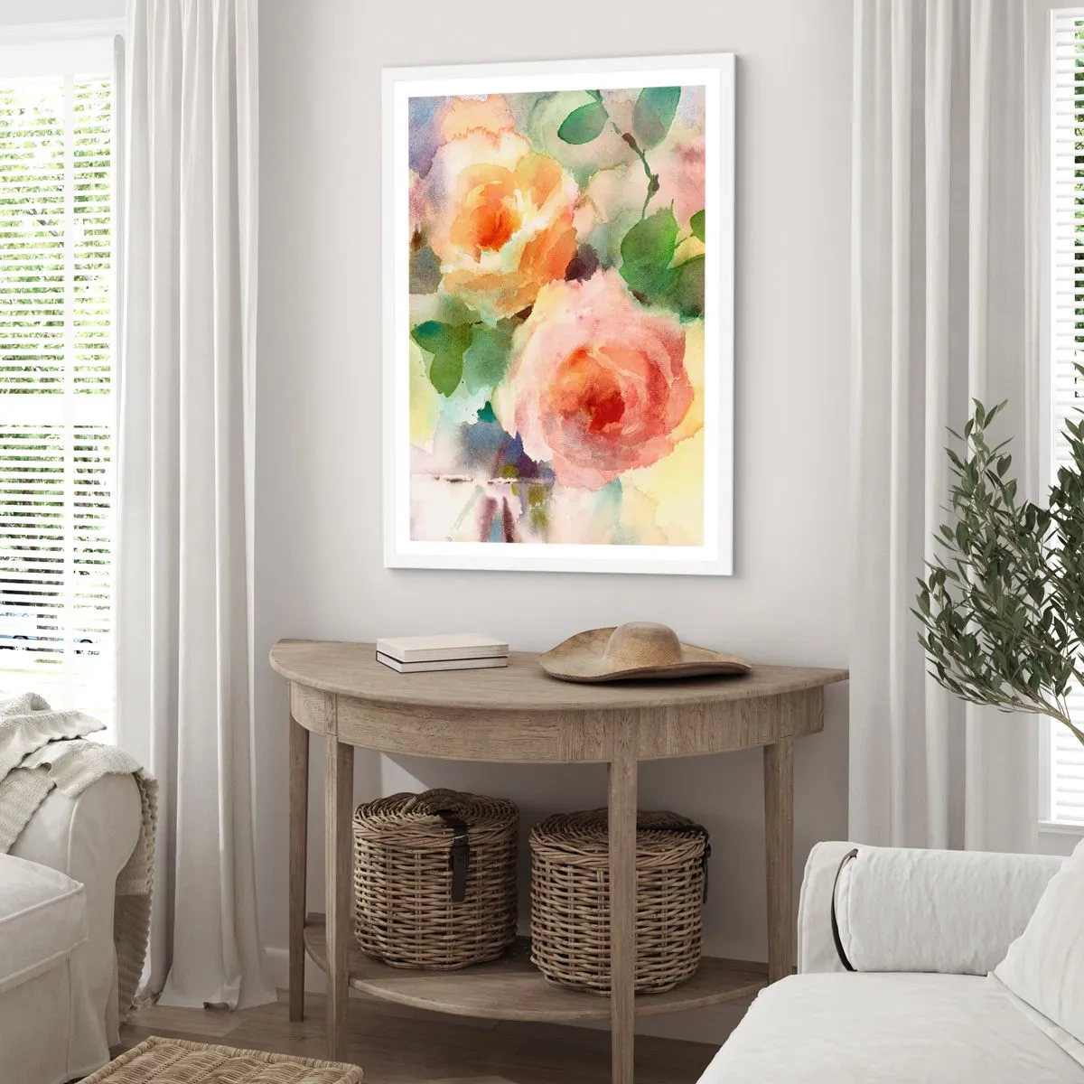 Póster en marco blanco - Delicado como una acuarela - 61x91 cm