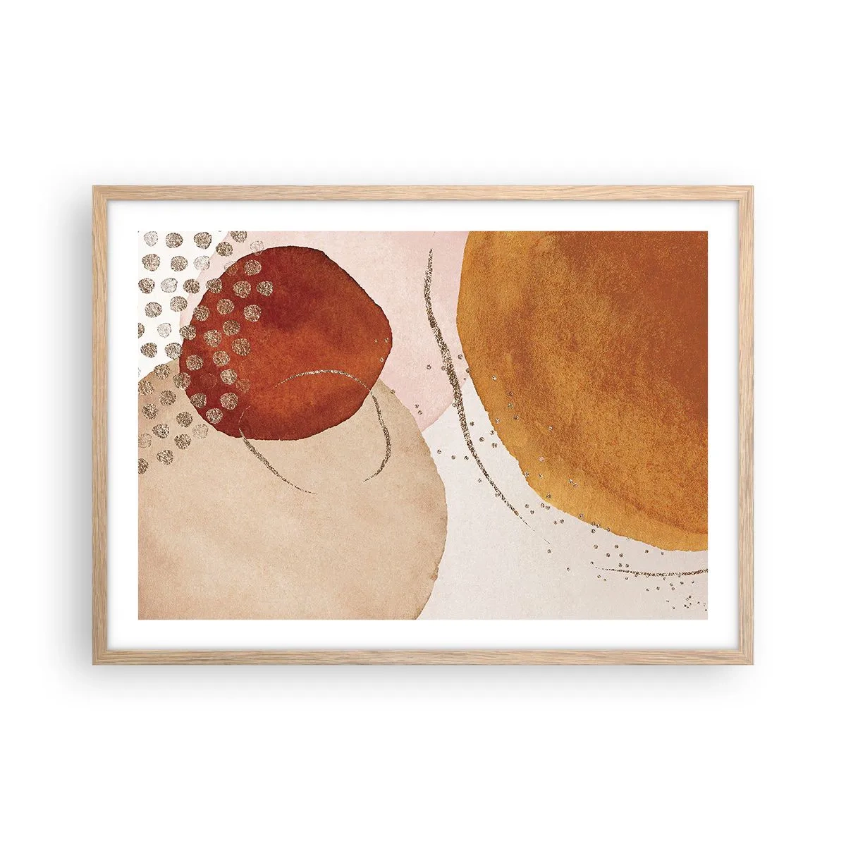 Póster en marco roble claro - Movimiento abstracto - 70x50 cm