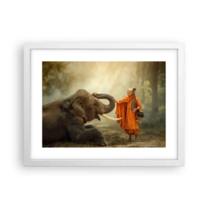 Póster en marco blanco - Un encuentro en un viaje - 40x30 cm