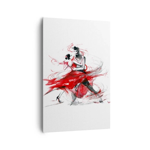 Cuadro sobre lienzo - Impresión de Imagen - Bailarines en un baile dinámico con acentos rojos. - 80x120cm - El tango: el ritmo de la pasión - Decoración de pared moderna para salón y dormitorio ARTTOR
