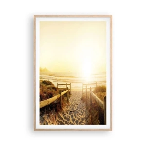 Póster en marco roble claro - A través de la duna, hacia el sol - 61x91 cm