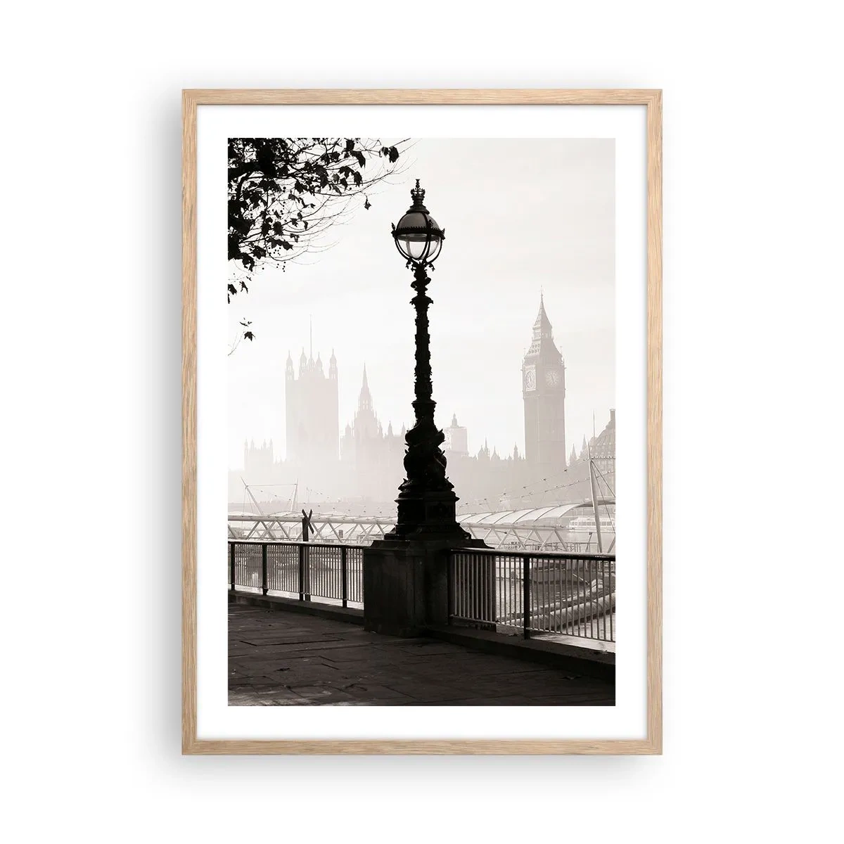Póster en marco roble claro - La mañana de Londres - 50x70 cm