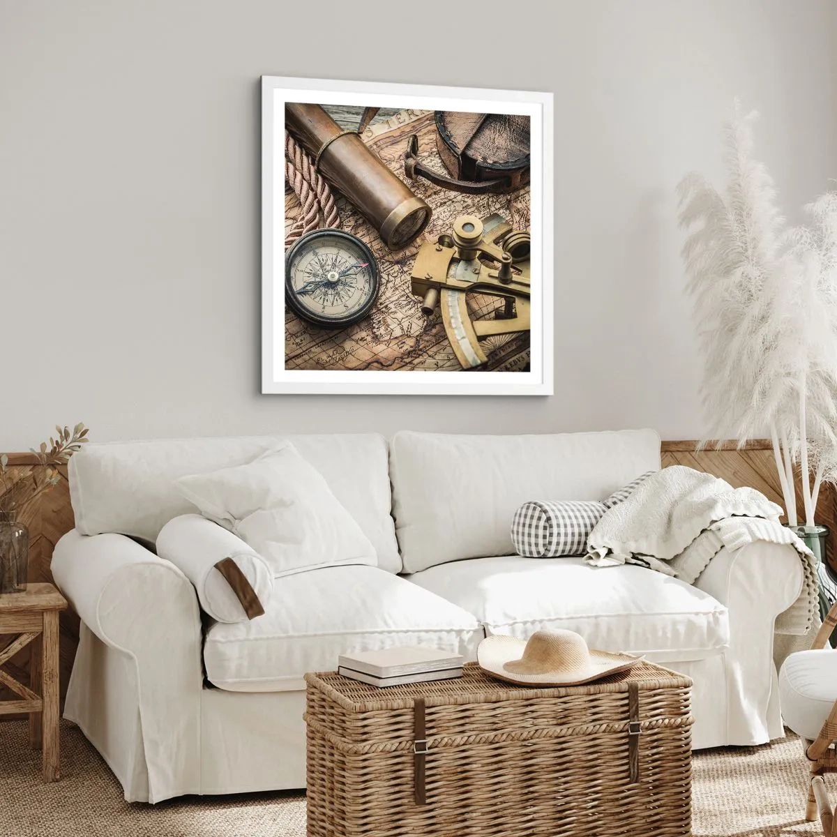 Póster en marco blanco - Establecer un rumbo - 30x30 cm