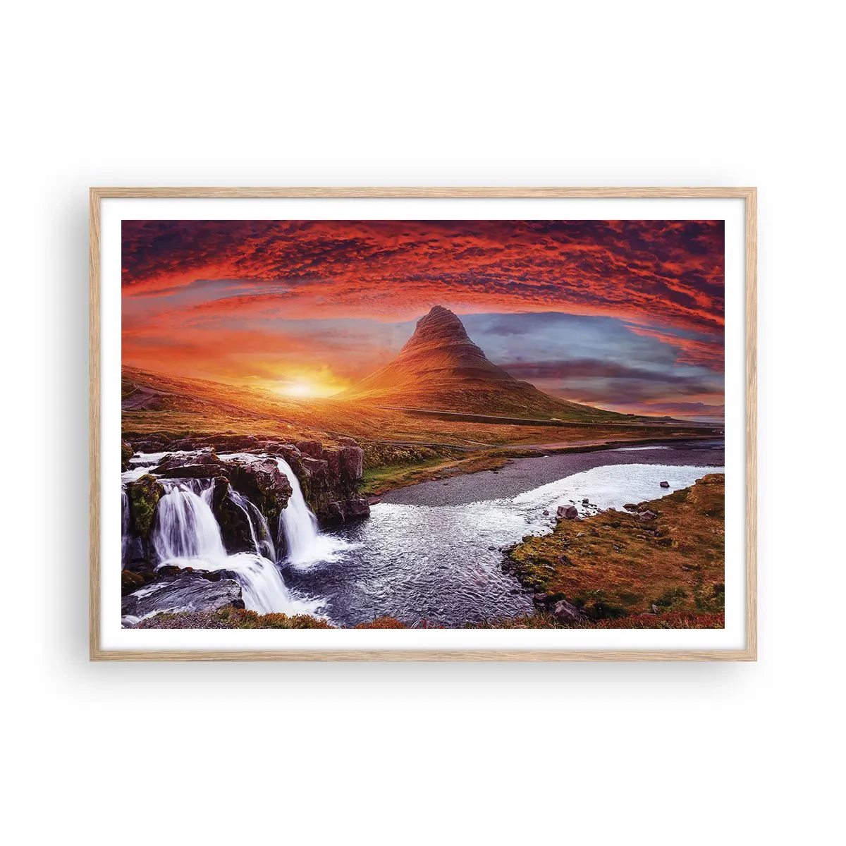 Póster en marco roble claro - Una vista de la Tierra Media - 100x70 cm