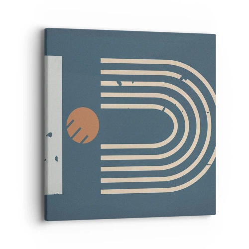 Cuadro sobre lienzo - Impresión de Imagen - Geometría sobre azul marino - 40x40 cm