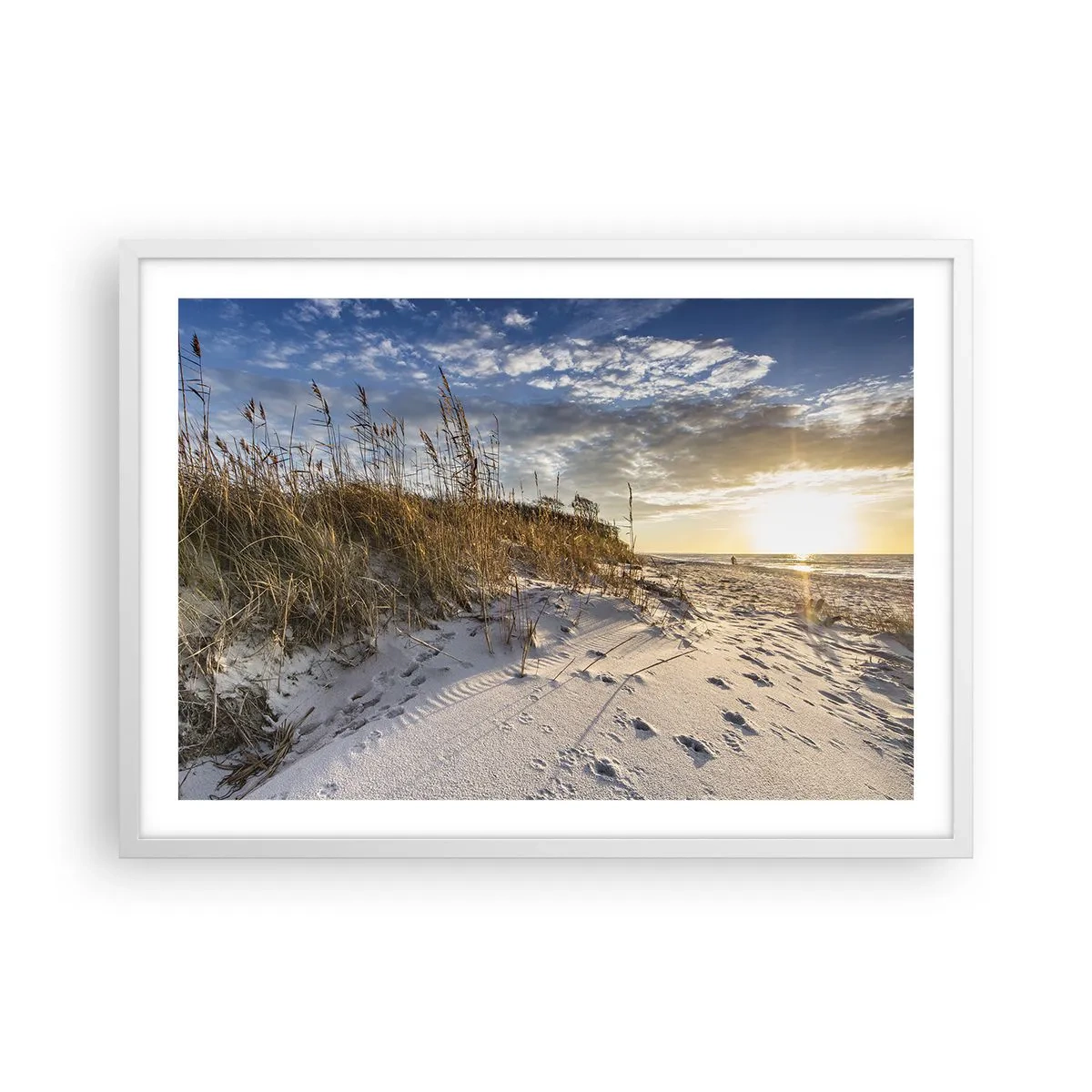 Póster en marco blanco - Invitación a un paseo - 70x50 cm