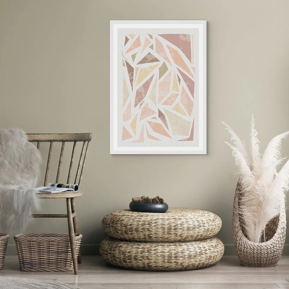 Póster en marco blanco - Composición de vidrieras - 70x100 cm