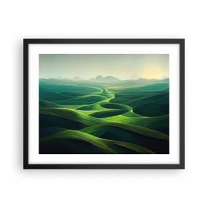 Póster en marco negro - Valles en tonos verdes - 50x40 cm