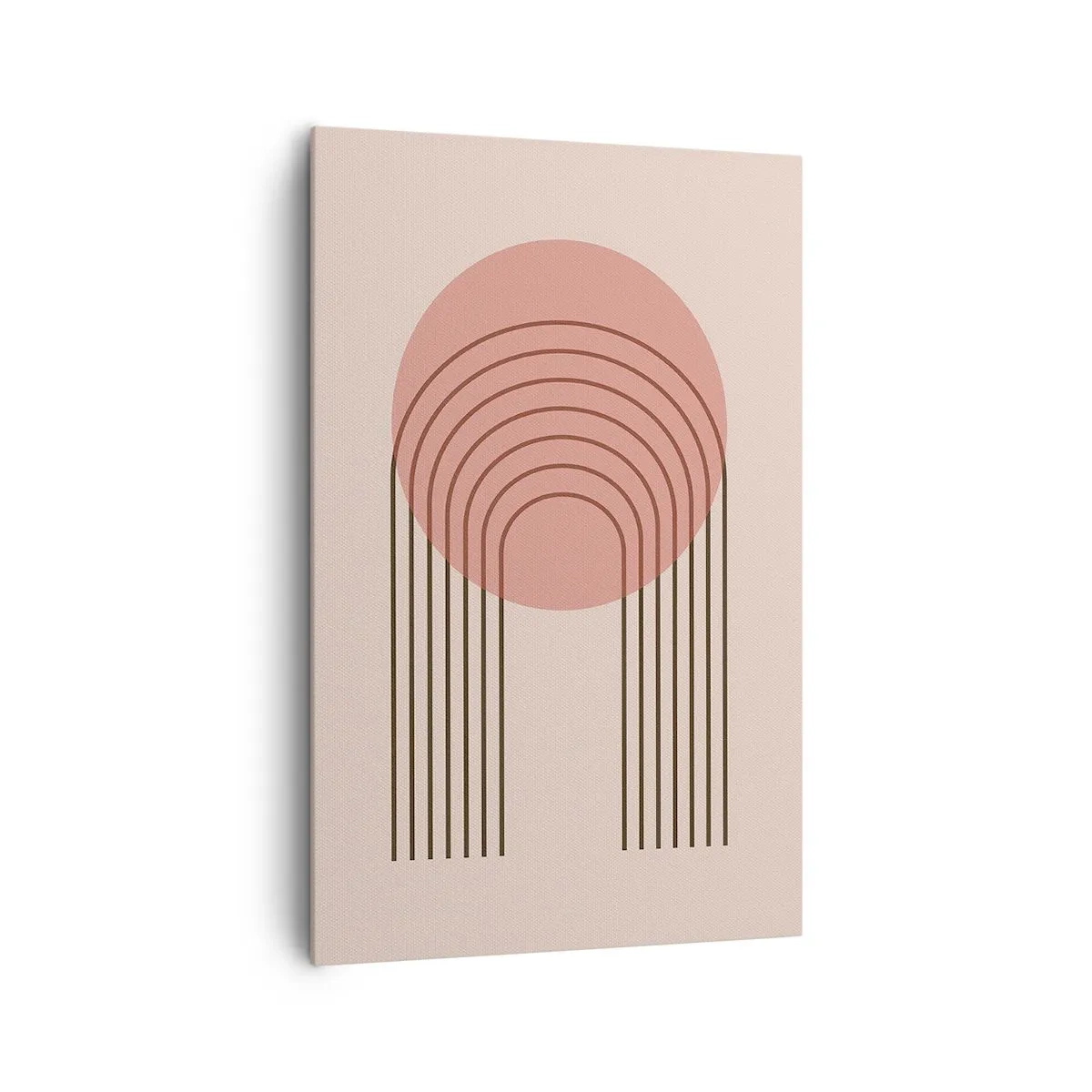 Cuadro sobre lienzo - Impresión de Imagen - Motivo abstracto con círculo rosa y líneas. - 80x120cm - Atracción irresistible - Decoración de pared moderna para salón y dormitorio ARTTOR